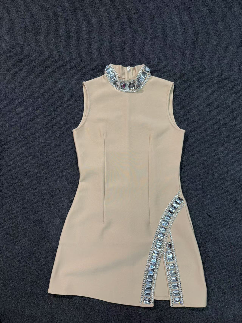 Patchwork Diamonds Sleeveless Short Dress