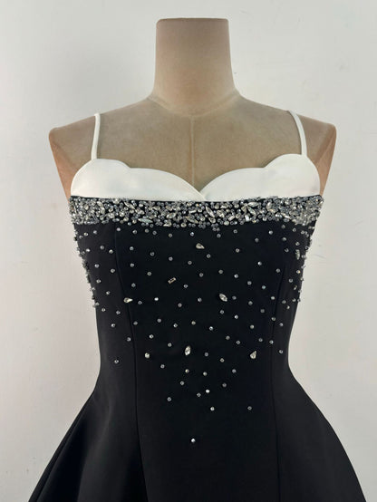 One Line Patchwork Diamonds Short Dress