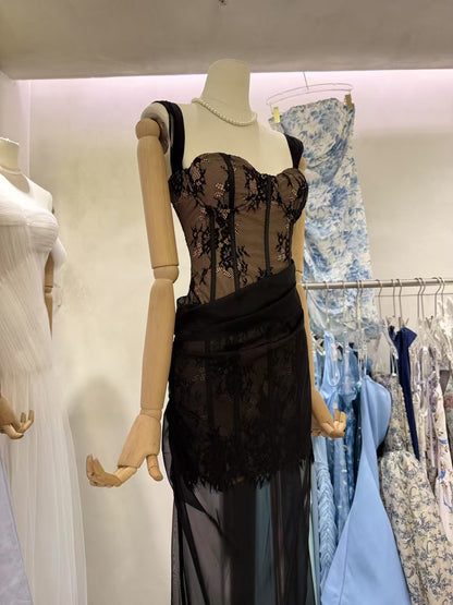 Sexy Mesh Off Shoulder Long Dress