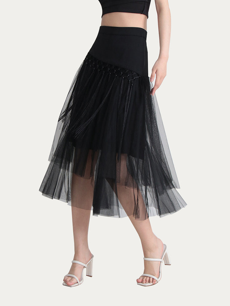 A-LINE MESH SKIRT