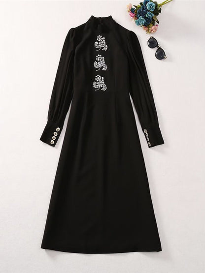 Elegant Patchwork Diamonds Midi Dress