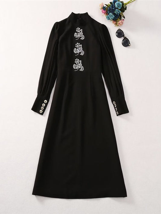 Elegant Patchwork Diamonds Midi Dress