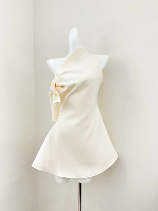Off Shoulder Solid Short Dress