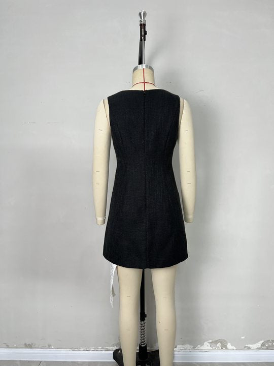 Elegant Solid Sleeveless Short Dress