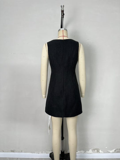 Elegant Solid Sleeveless Short Dress