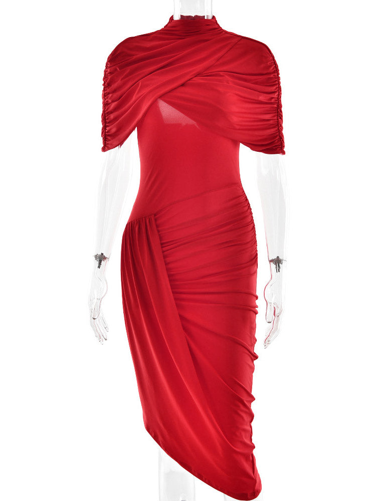 Elegant Solid Chic Ruched Short Dress