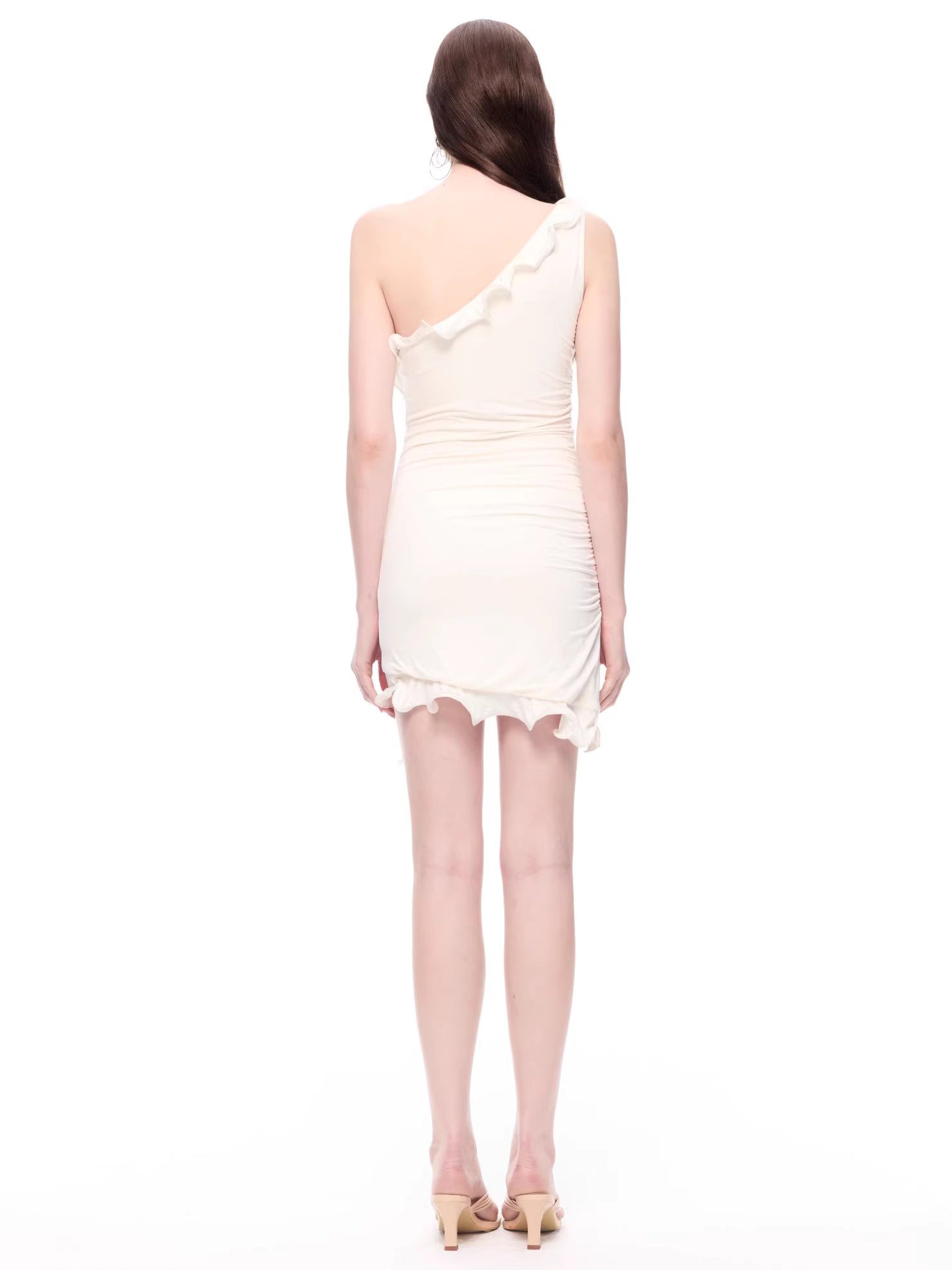 Solid Ruched Off Shoulder Short Dress
