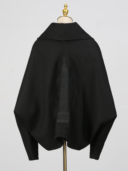 Chic Black Zip - Up Jacket with Gold Hardware