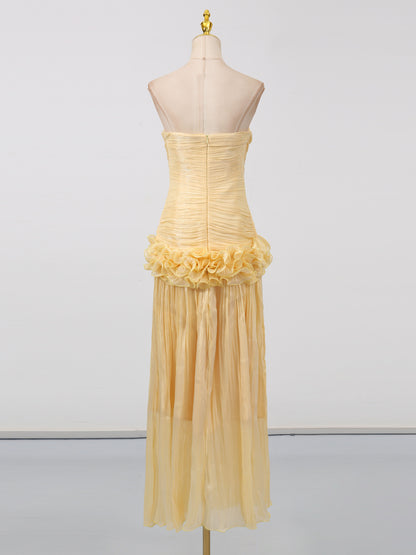 Off Shoulder Pleated Long Dress