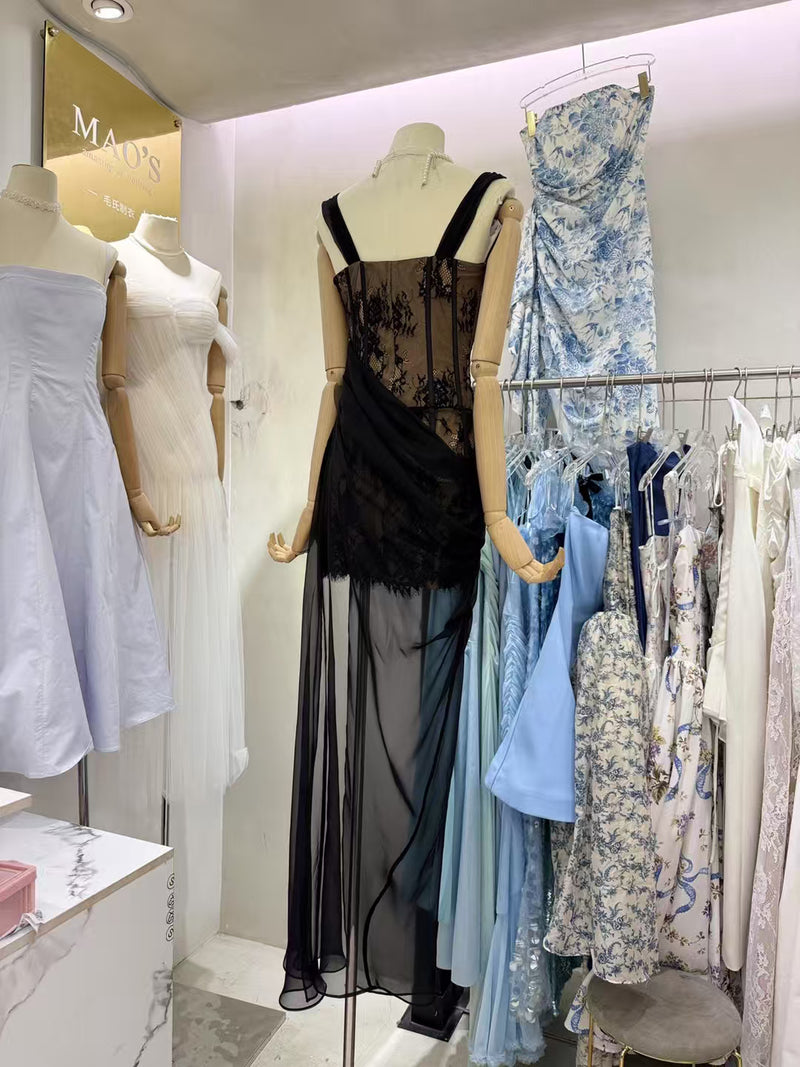 Sexy Mesh Off Shoulder Long Dress
