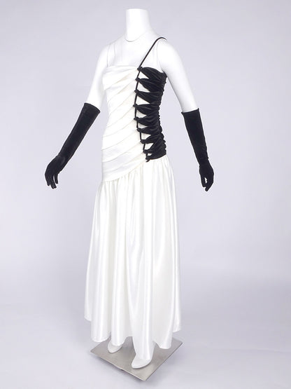 Off Shoulder Hit Color Long Dress