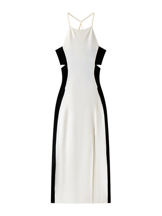 Hit Color Side Split Long Dress