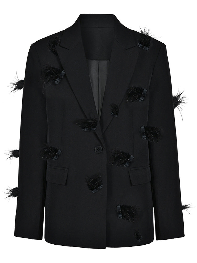 Deep V-neck Solid Patchwork Jacket