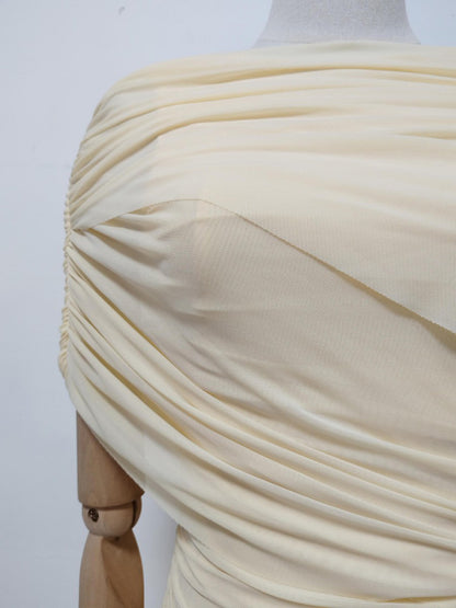 Yellow Ruched Waist Draped Maxi Dress