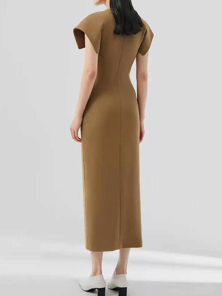 Round Neck Solid Long Dress