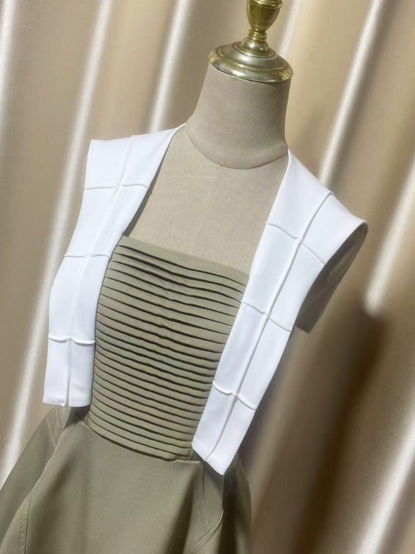 Hit Color Sleeveless Short Dress
