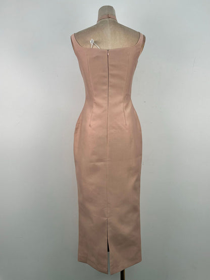 Square Collar Solid Long Dress