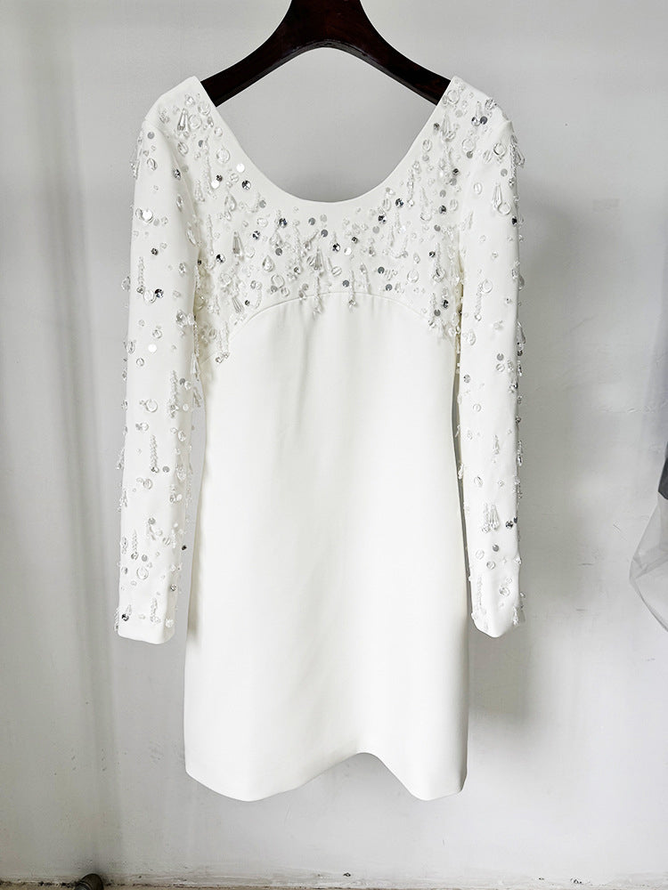 Patchwork Diamonds Sequins Embroidered Flares Dress