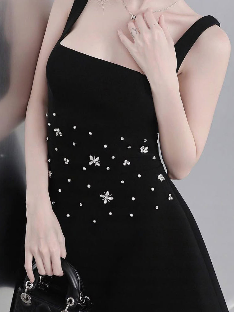 Elegant Patchwork Diamonds Short Dress