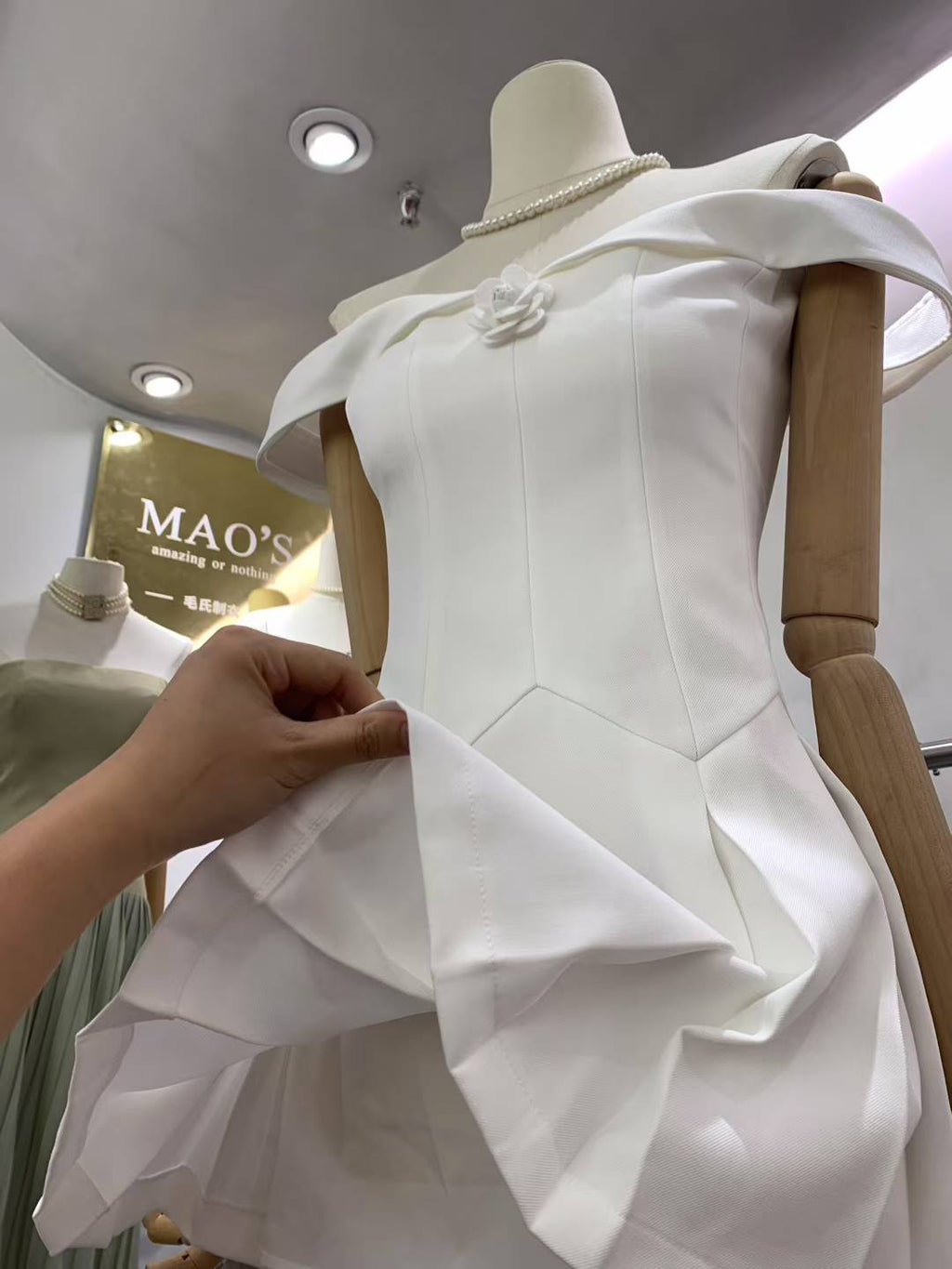 Off Shoulder Solid Short Dress