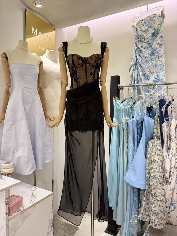 Sexy Mesh Off Shoulder Long Dress