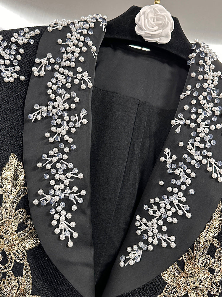 Patchwork Pearls Diamonds Solid Jacket
