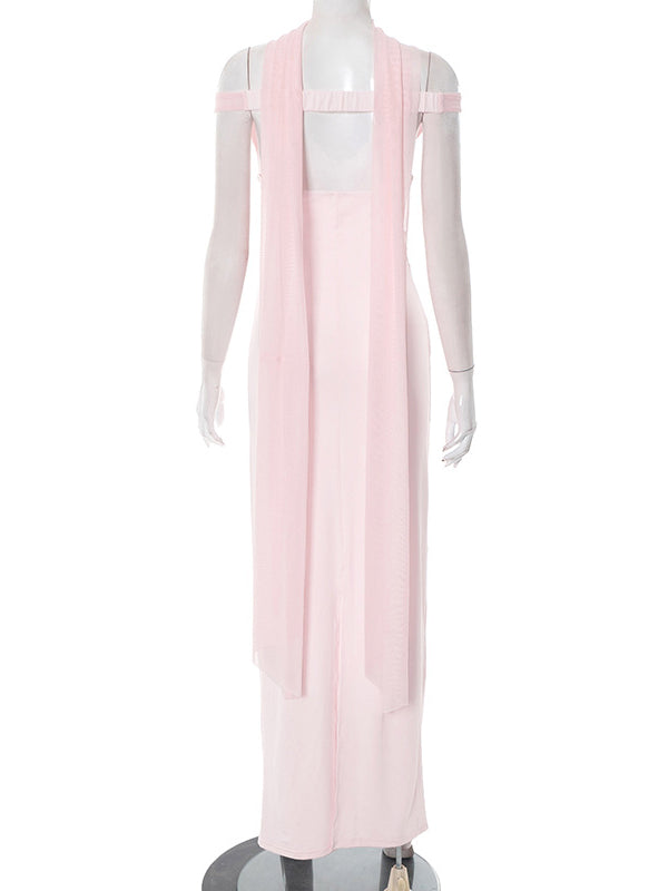 Sexy Mesh Off Shoulder Long Dress