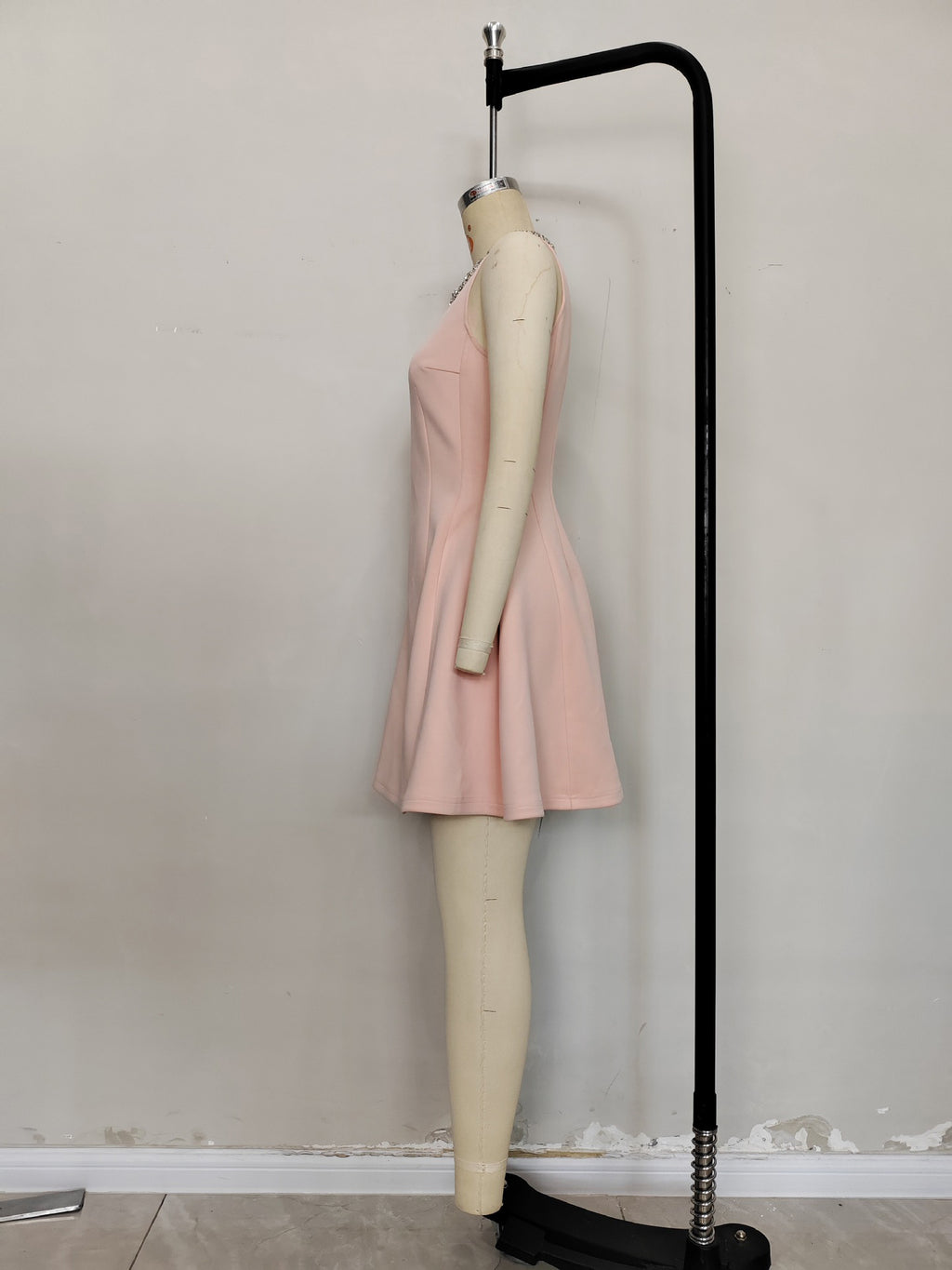 Patchwork Diamonds Sleeveless Short Dress