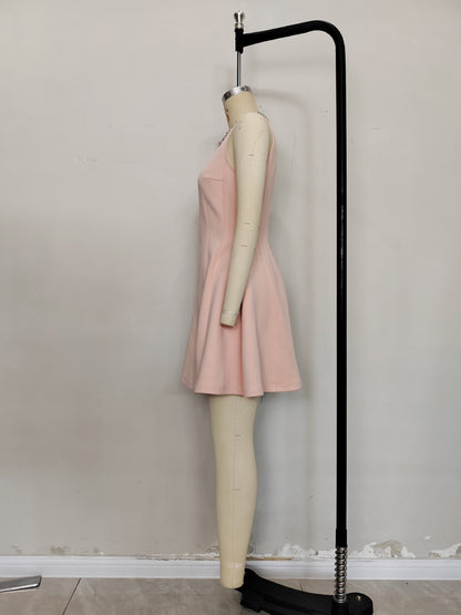 Patchwork Diamonds Sleeveless Short Dress