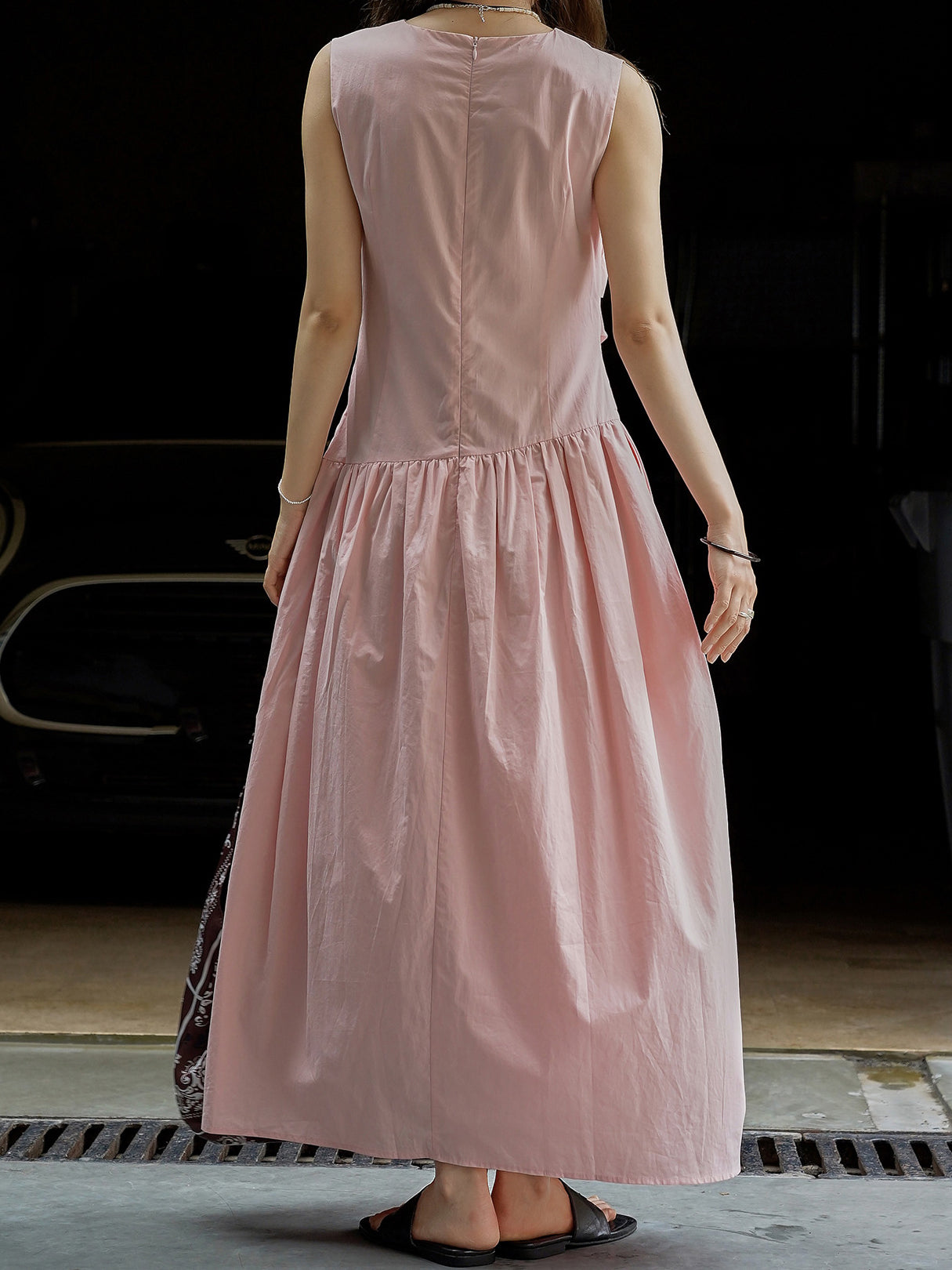 Solid Patchwork Lace Up Long Dress