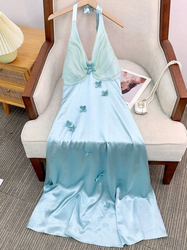V-neck Sleeveless Elegant Long Dress