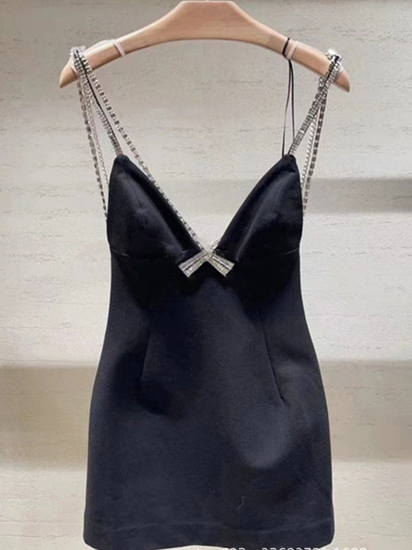 Off Shoulder Patchwork Chain Short Dress