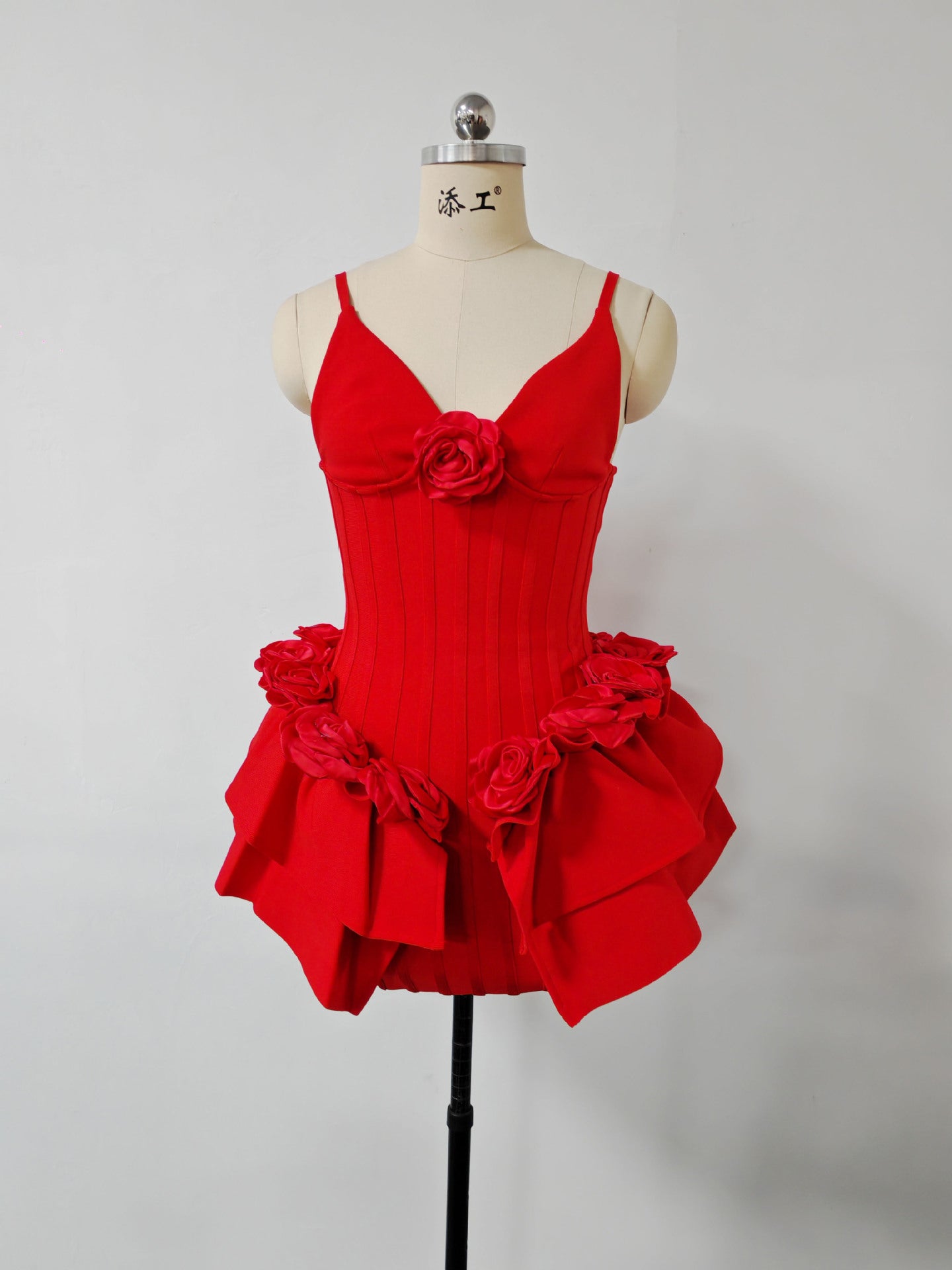 Patchwork Strap Flower Short Dress