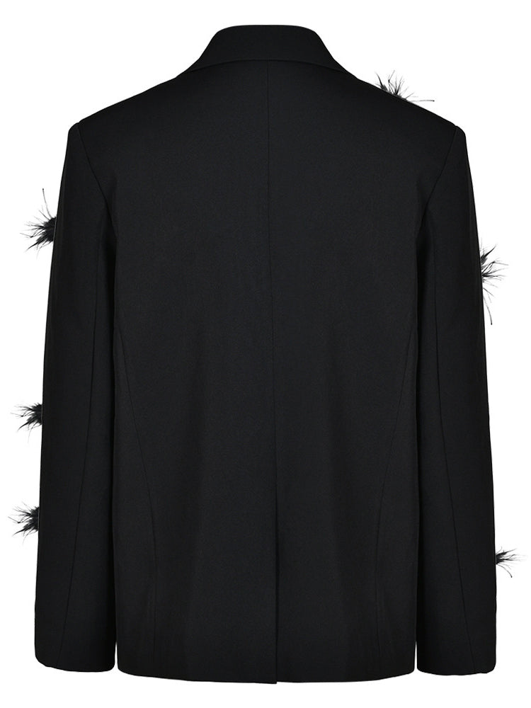 Deep V-neck Solid Patchwork Jacket