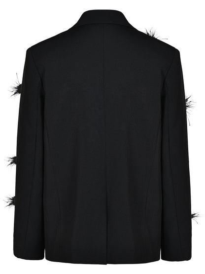 Deep V-neck Solid Patchwork Jacket