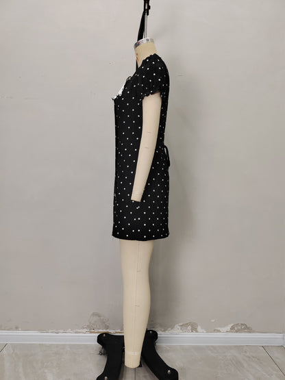 Hit Color Wave Point Short Dress