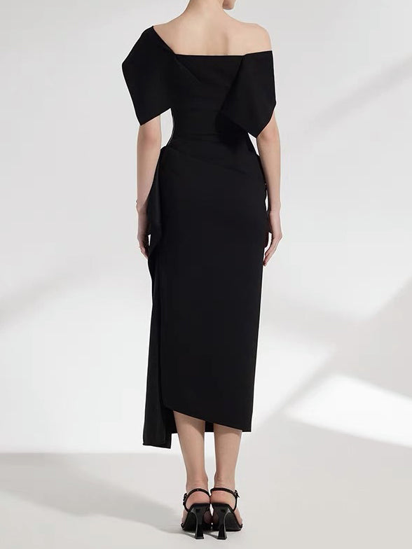 Solid Elegant Off Shoulder Long Dress