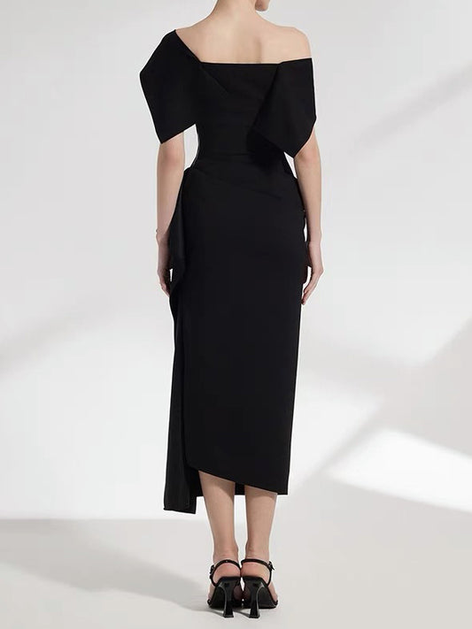 Solid Elegant Off Shoulder Long Dress