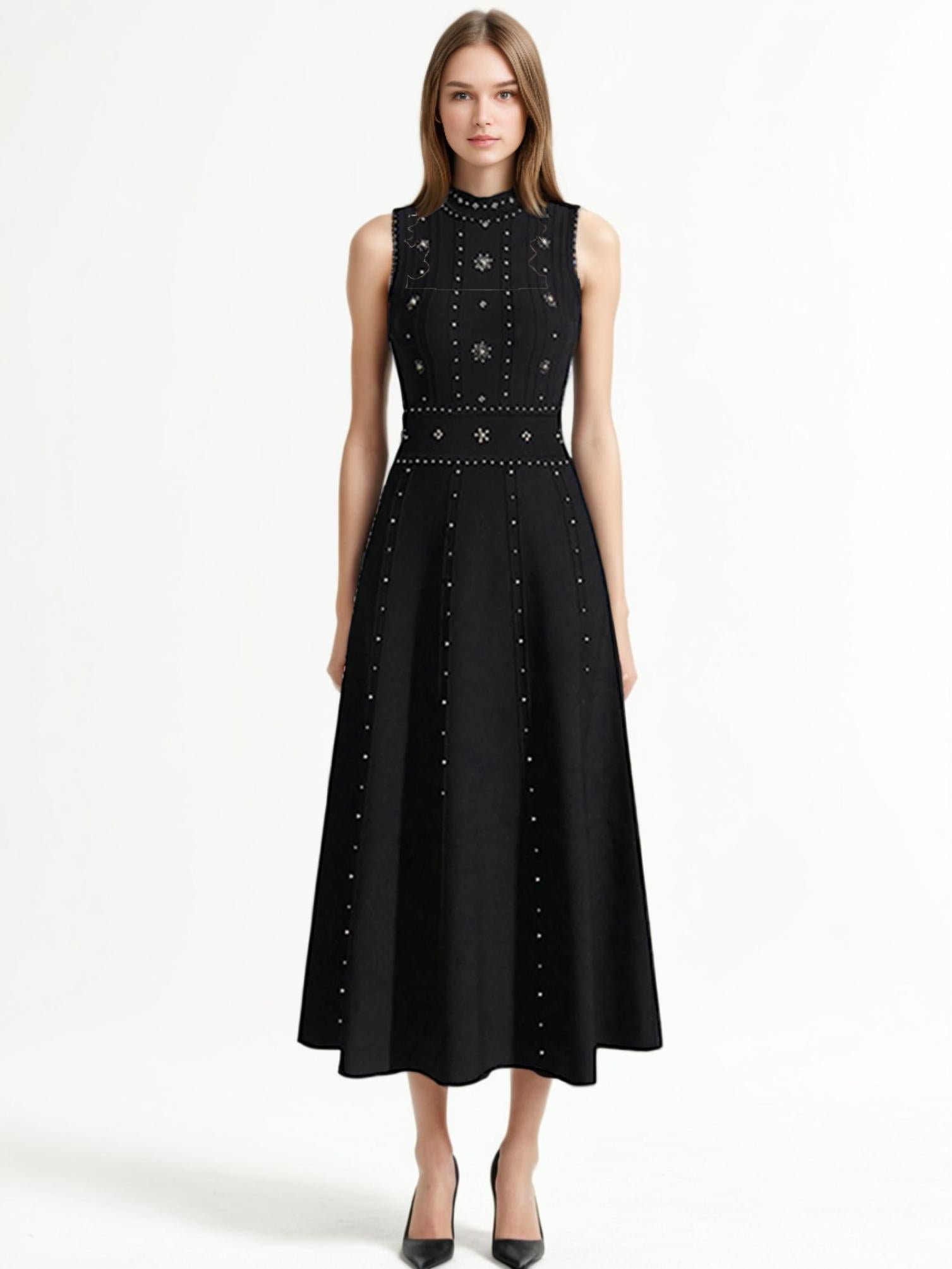 Patchwork Embroidered Flares Slimming Dresses