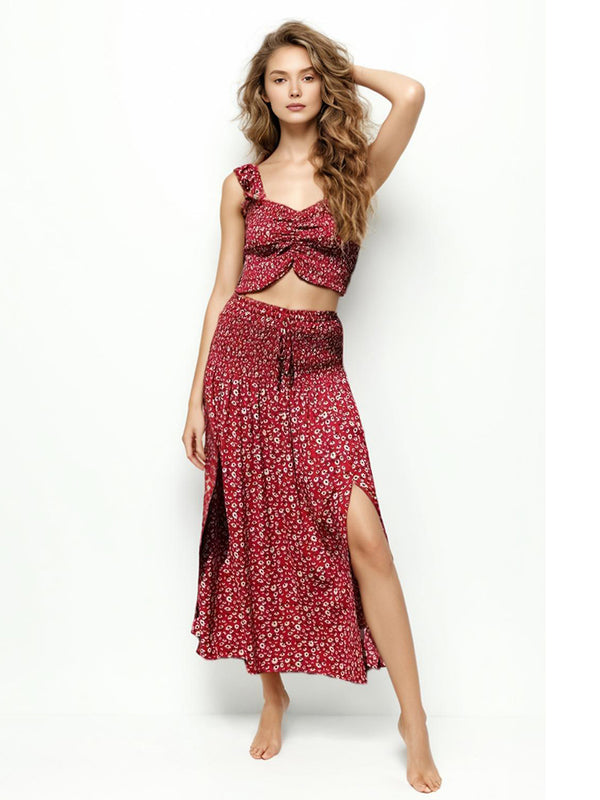 2- piece Set Crop top Split Skirts