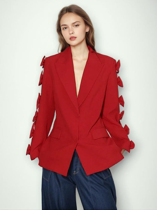 Solid Patchwork Bowknot Blazer