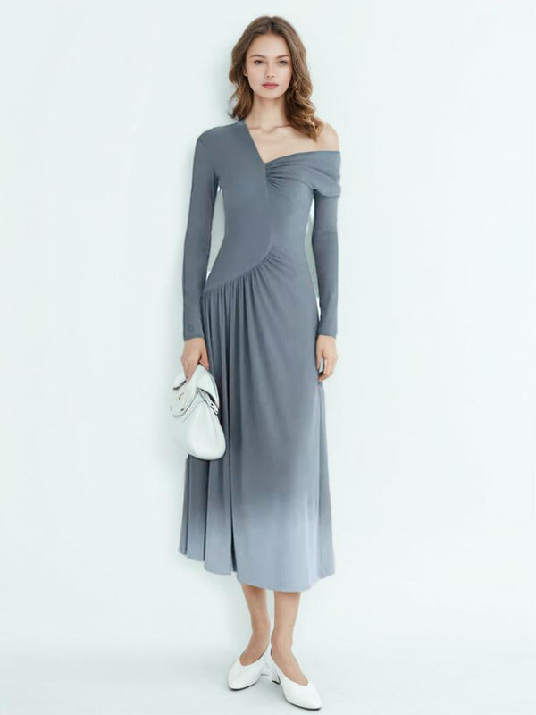 Folds Slimming Asymmetrical Dress