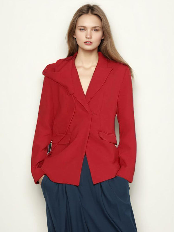 Patchwork Pockets Elegant Solid Blazers