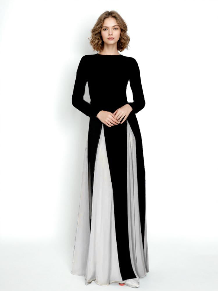 Colorblack Elegant Temperament Maxi Dresses