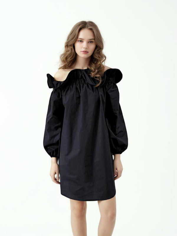 Minimalist Spliced Ruffles Mini Dresses