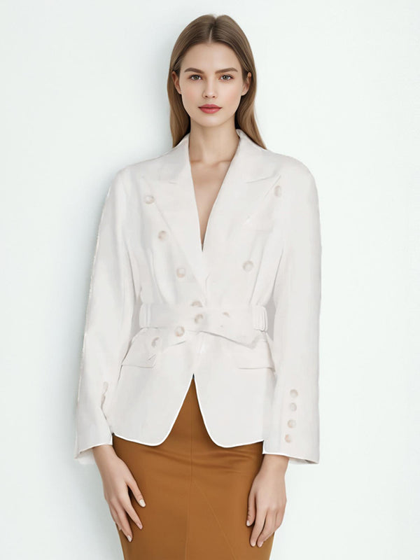 Solid Patchwork Button Chic Blazers