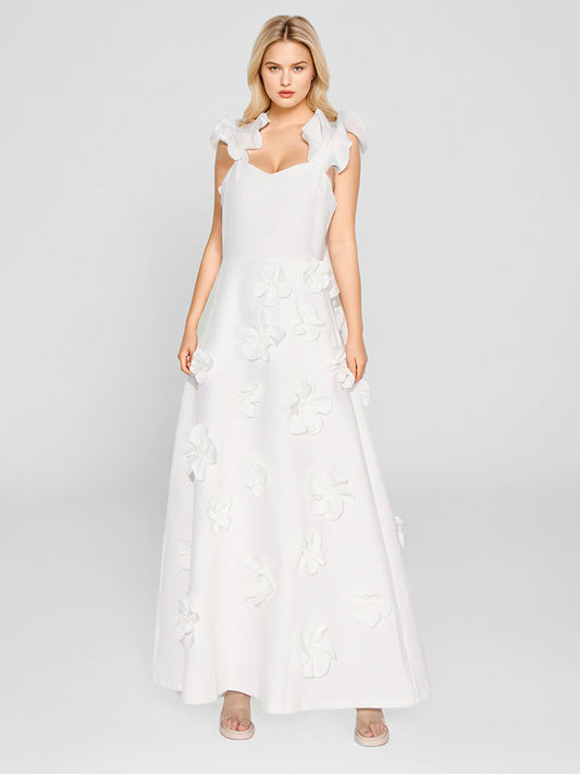 Backless Spliced Appliques Dresses