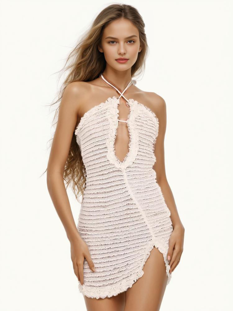 Sexy Solid Hollow Out Dresses