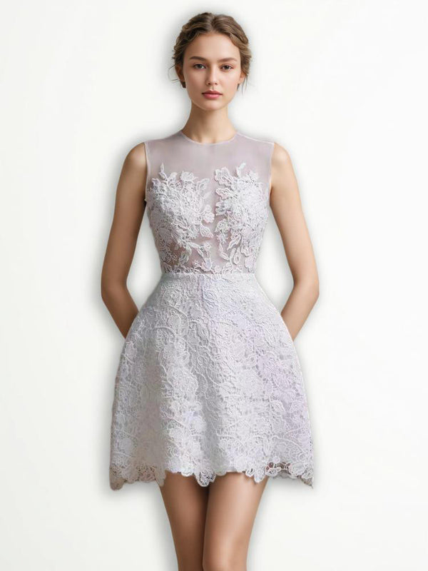 Lace Embroidery Solid Dresses