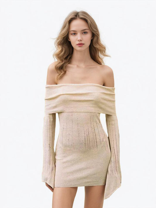 Spliced Folds Knitting Dresses